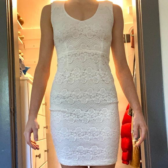 White Lace Body Con Forever 21 Dress - Picture 3 of 5